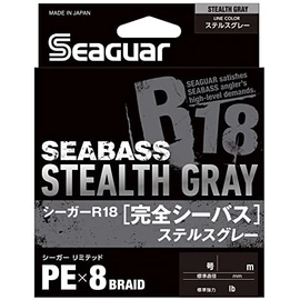 Seaguar Line PE Line Seaguar R18 Complete Sea Bass Fishing PE Line 200m No. 1 19lb Stealth Gray