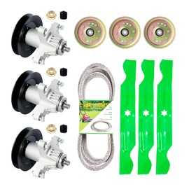 Lawn Mower Rebuild Kit for 50" Deck Cub Ca det RZT 50 M TD RZT-50 Includes (3) 618-04126 918-04125 Spindle Assembly (3) 742-04053 490-110-C123 Blade (3) 753-08171, 756-04129B Idler (1) 754-04044 Be lt