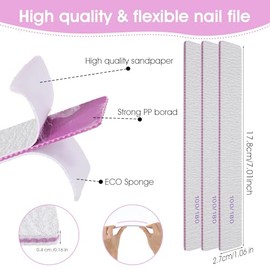 Limas de uñas de grano 100/180, 100 tableros de esmeril de doble cara, herramientas de manicura profesionales reutilizables y lavables para acrílico, 