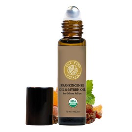 Silk Road Organic Frankincense Oil & Myrrh Essential Oil Roll On, 100% Pure USDA Certified Aromatherapy for Body Aches, Stiffness & Tingling, Stress Relief, & Skin - 10 ml Roller