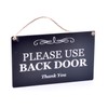 Stylish Black and White Engraved, 'Please Use Back Door', Sign