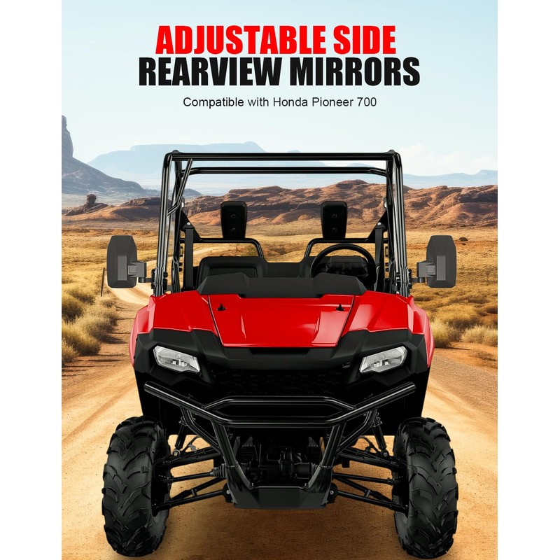 XATVXUTV Adjustable Side Rearview Mirrors Compatible with Honda Pioneer 700-2