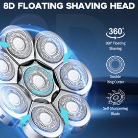 8D Elektrisch Rasierkopf, 8 Köpfe Ersatzklingenkopf für Glatzen Rasierer Herren Elektrisch, Nass- und Trocken-Scherköpfe Universeller Elektrische Rasierklingen Rasierköpfe Ersatzklinge für Glatze