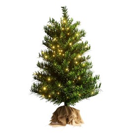 SENNOUL SENNOUL Small Christmas Tree with Lights - 2FT Pre Lit Artificial Mini Christmas Tree, Includes 50 Led Warm Lights and Burlap Bag Base, 73 PVC Branch Tips Thick and FullPink