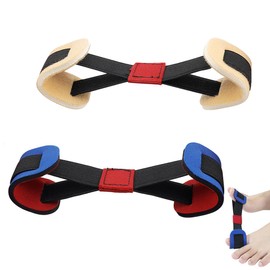 FERCAISH Pack of 2 Hallux Valgus Band Corrector, Bunion Toe Separator, Big Toe Strap, Elastic Toe Valgus Exercise Band, for Corrective Toe Training (Skin Colour + Blue)