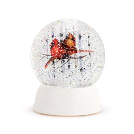 DEMDACO Dean Crouser Holiday LED Cardinal Birds in The Woods White, Red 6 x 4.5 Inch Acrylic, Water Festive, Illuminated Christmas Décor, Decoration, Swirling Glitter Snow Globe