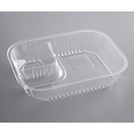 Nacho Trays (22.4oz, 25 Pack)– Plastic Disposable Food Tray w/ 2 Compartments– Large Serving Tray for Snacks, Fries, & More