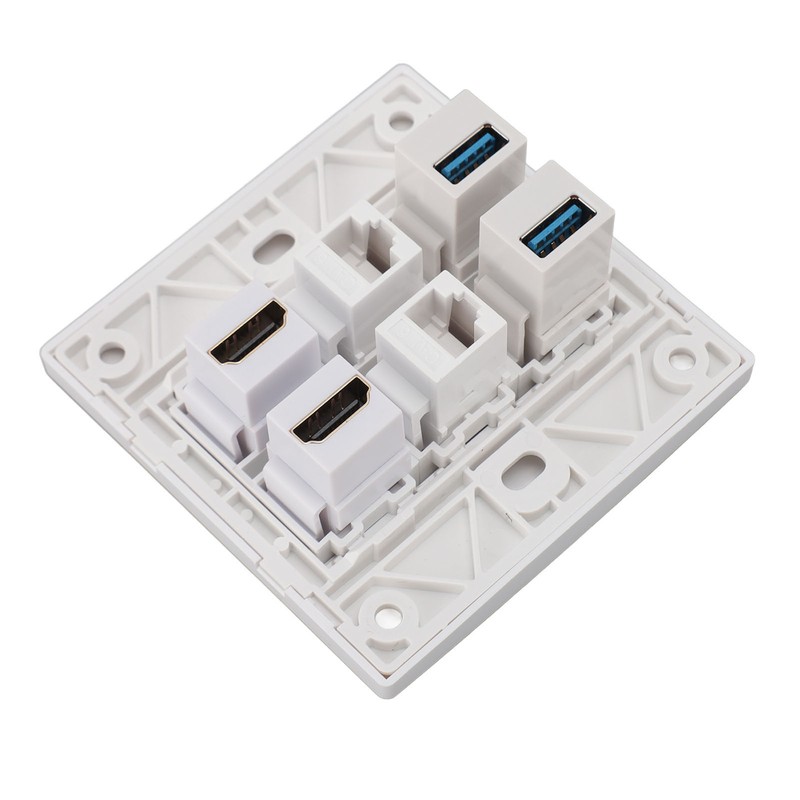 6 Port Multimedia Wall Plate 5Gbps 4K 60HZ HD Multimedia