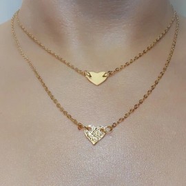 Dainty Layered Chain Heart Pendant Necklace