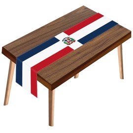 NOVDEK Dominican Table Runner,Dominican Flag Tablecloth,Durable 150D Kitchen Dining Decor,Home Desk Decorations Cloth for Bridal Shower Living Room 12×72inch