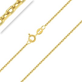 PLANETYS - Anchor Chain Diamond-Coated 925 Sterling Silver 18 Carat Gold-Plated Chain Necklace - 1.5 mm Wide Various Lengths 40-45-50-55-60-65-70 cm, Sterling Silver