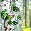 Nuxovilar Stained Glass Camellia Film, 17.7×39.4inch White-Pink Camellias & Green
