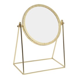LONGSHENG - SINCE 2001 - Makeup Mirror Single Sided Vanity Mirror Vintage 360° Rotation Metal Cosmetic Mirror Round Beauty Mirror Handmade Make Up Mirror for Dresser Vanity Table Desk - Gold