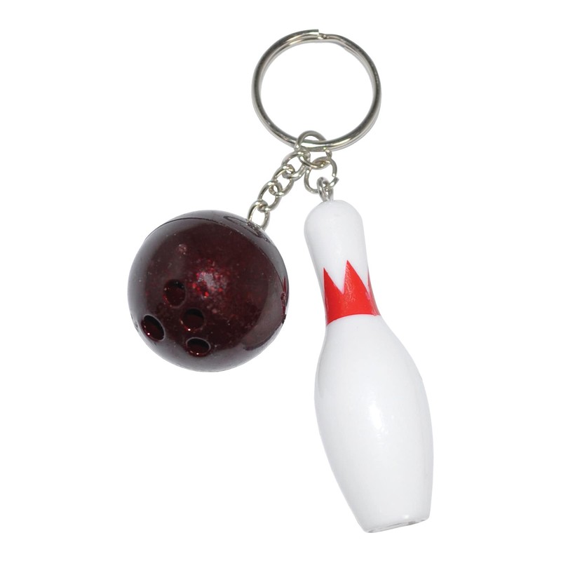 Komonee 10-Pin Bowling Keychain Tenpin Ball Key Ring Skittles Key