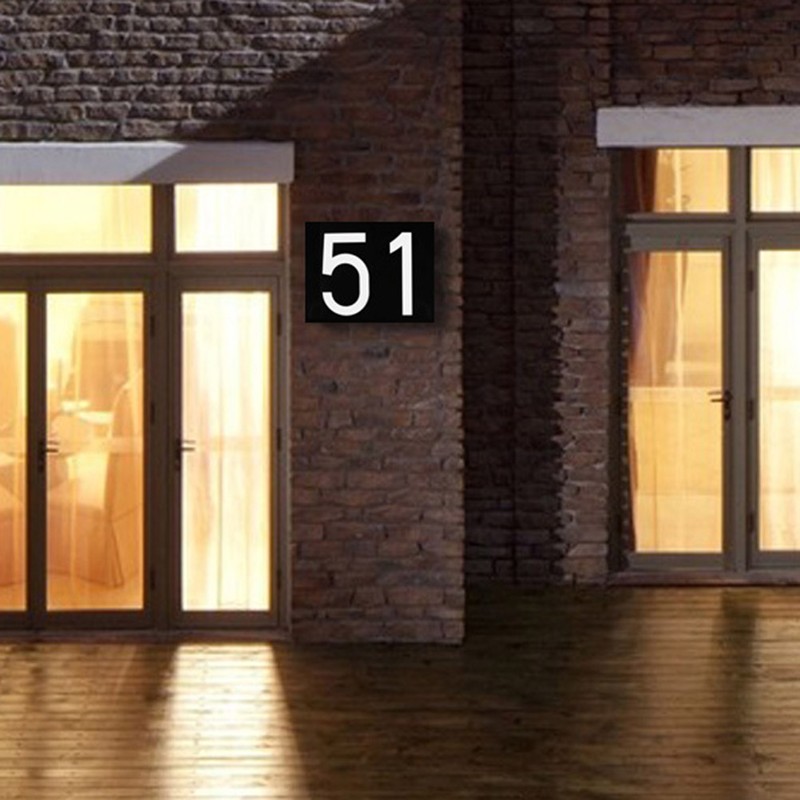 Solar Power LED Light Sign House Hotel Door Address Plaque