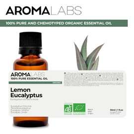 BIO - Lemon Eucalyptus Essential Oil - 30mL - 100% Pure, Natural, Chemotyped and AB Certified - Aroma Labs (French Brand)