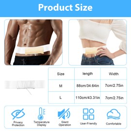 Urine Test Complete Kit with Silicone Funnel & 10 Temp Strips, Adjustable 35'' Concealed Storage Belt with Catheter & Lightweight Urine Bag for Tests, Travel and Emergencies(White, Size M)