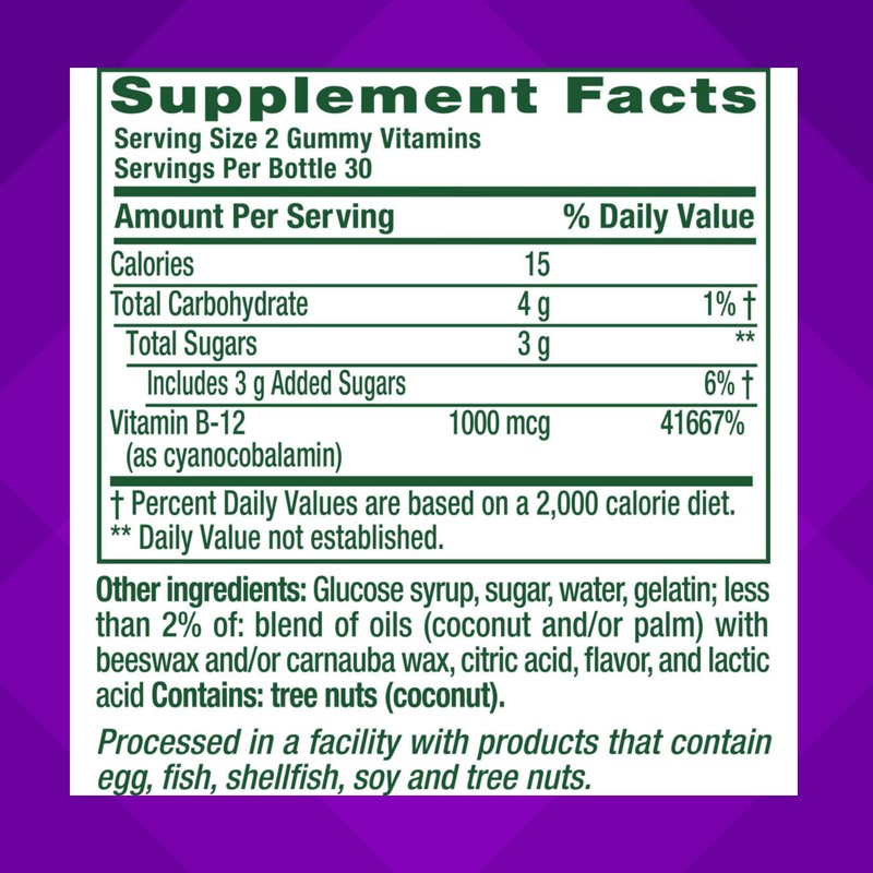 Vitafusion B12 Gummy Vitamins, Delicious Raspberry Flavor, 60ct (30 Day