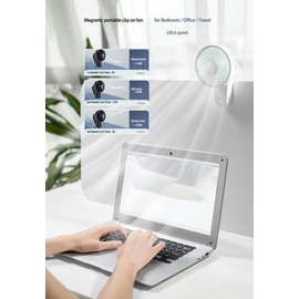 Magnetic Clip on Fan, Rechargeable Portable Fan for Golf Cart Camping Tent Office Desk (Black)