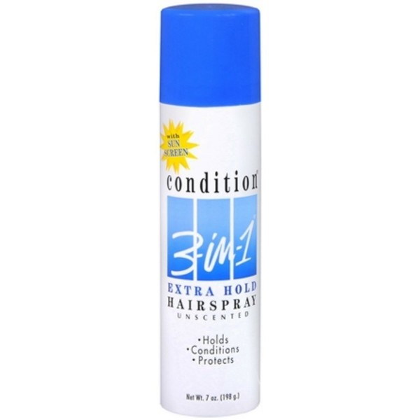 CONDITION 3-In-1 Hairspray Aerosol Extra Hold Unscented 7 oz ( Pack of 2)