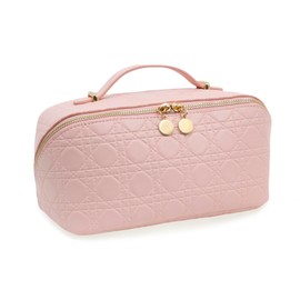 JINYIBAGS Travel Makeup Bag – Large Cosmetic Organizer with Waterproof PU Leather, Smooth Double Zipper & Tear-Resistant Lining, Toiletry Pouch for Women (Pink)