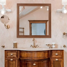 Elitekwell Mirror Frame Border 32FT Bathroom Wood Grain Wallpapers Decorative Tape Trim Sticker (Brown)