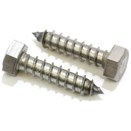 3/8" X 1-1/2" Stainless Hex Lag Bolt Screws, (25 Pack) 304 (18-8) Stainless Steel, by Bolt Dropper