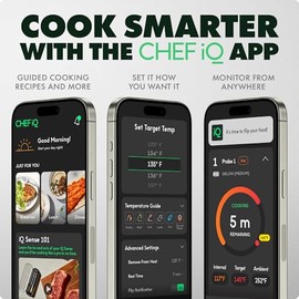 CHEF iQ Sense | Termómetro inalámbrico inteligente para carne | Sonda ultrafina | Rango ilimitado WiFi | Seguro para calor de 1000 °F | 5 sensores | B