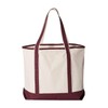 Q-Tees 34.6L Large Canvas Deluxe Tote One Size Natural/ Maroon