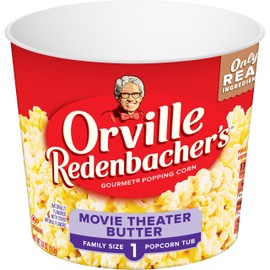 Orville Redenbacher’s Microwave Popcorn + Tub, Movie Theater Butter Flavor, 2g Fiber Per Serving, 3.9 oz.