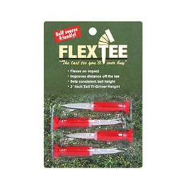 Flex Tee Flexible 3 Inch Red/Clear Plastic Golf Tees (4 Pack) | Virtually Unbreakable Driver Tees, Greater Distance, Accuracy, Less Resistance