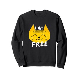 I AM FREE | Kitty Cat Face Lovers BIBLE VERSE Sweatshirt