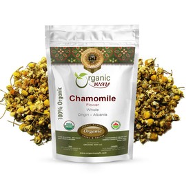 Organic Way Chamomile Flower Whole (Matricaria chamomilla) - European Wild-Harvest | Organic & Kosher Certified | Vegan | Non GMO & Gluten Free | USDA Certified | Origin - Albania (1/2 LBS)