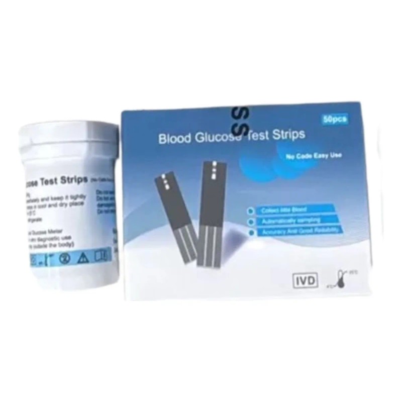 50 Tiras Y 50 Lancetas + Disprador Glucometro Digital Blood