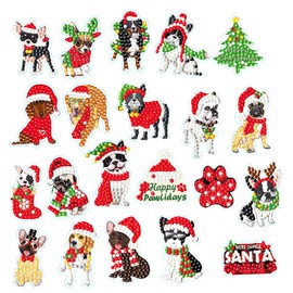 21 PCS Diamond Painting Kits for Kids,Christmas Dog Diamond Mosaic Sticker,DIY Full Drill Diamond Art Craft Painting Stickers,Kids' Mosaic Kit with Diamonds by Numbers,Diamond Art for Kids,Beginners