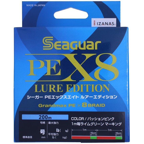 Kureha SPEX8L201.2 Line Seaguar PEX8 LURE EDITION (200 m), No. 1.2, Pink