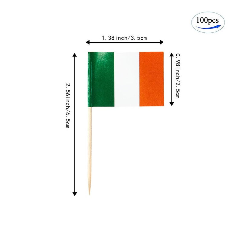 Ireland Flag Irish Small Toothpick Mini Stick Flags Decorations (100