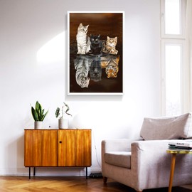 Jigsaw Puzzles 1000 Pieces for Adults - Three Cats Reflection - Wooden Puzzle - Unique Holiday Gift Suitable for Teenagers and Adults (75x50cm)