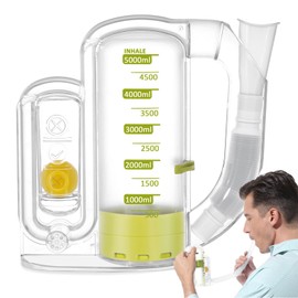 Incentive Spirometer Adult, Spirometer Lung Exerciser, 5000ml Capacity for Deep Inhalation, Durable Medical-Grade PC Material | Airflow Indicator for Steady Inhalation Practice