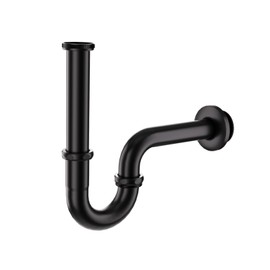 DETBOM Universal Siphon for Washbasin (Long Dip Pipe), Drain Pipe Standardised 11/4 Inch Stainless Steel Rust-Proof Siphon, Odour Trap, Sink Siphon, Pipe Siphon, Drain Fitting Including Rubber Sleeve