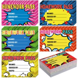 Eersida 100 Pcs Colorful No Homework Passes Card Classroom Management Tool Elementary Classroom Must Have Reward Card for Teacher School Behavior Activities Reward Essentials Supplies(Hero)