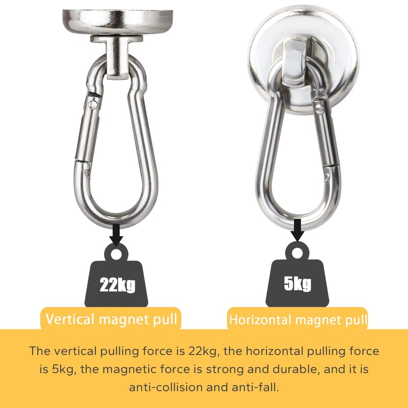 MIN CI Strong Magnetic Hooks, 48lbs（22kg） Strong Magnets Hooks Heavy