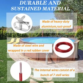 Pool Cover Cable and Winch - 100CW Heavy-Duty Pool Cover Cable and Ratchet Kit for Securing above Ground Swimming Pool Winter Covers