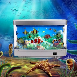 Dytabepl LED Aquarium Lamp, Night Light, Tropical Fish Aquarium Desktop Decorative, Ornamental Fish Simulation Lamp, Dynamic Virtual Ocean, Artificial Tropical Landscape Aquarium