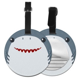 Luggage Tag Shark Face, Pu Leather Bag Travel Suitcases Id Identifier Baggage Label for Women Men Boys Girls