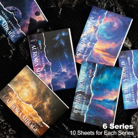 AuriicLeaf Large Galaxy & Aurora PET Stickers Set, 60 PCS Aesthetic Sky Stickers for Scrapbooking, Journaling, DIY Crafts, and Art Supplies