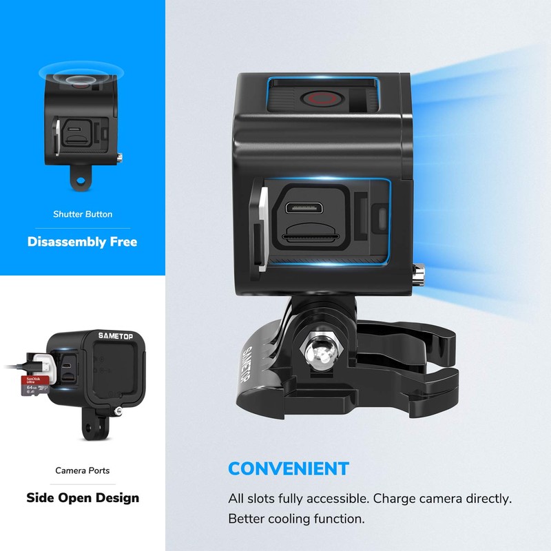 Sametop Case Aluminum Alloy Housing Frame Compatible with GoPro Hero