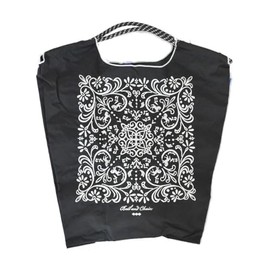 Ball & Chain DAMUSK BLACK 301025 Ball & Chain Genuine Product M Size Horse Damask Pattern Black Shopping Bag Eco Bag, Black