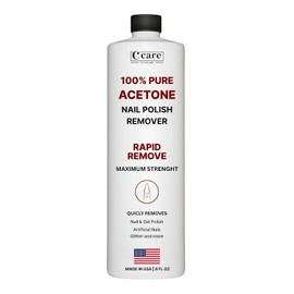 C CARE Quitaesmalte De Acetona 100% Puro Calidad Profesional Fácil De Usar Elimina Rápidamente Uñas Naturales De Gel Acrílicas De Goma Laca Y Con Brillantina 237 Ml