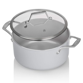 TECHEF - CeraTerra Collection, 5-quart Ceramic Nonstick Soup Pot with Glass Lid (PTFE and PFOA Free Ceramic Exterior & Interior), Made in Korea (5-quart)